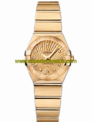 Omega Watches : 123.50.24.60.58.001 24mm Constellation Brushed Quartz Champagne Dial Yellow Gold Case, Diamonds And Yellow Gold Bracelet Women Watch
