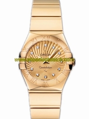 Omega Watches : 123.50.24.60.58.002 24mm Constellation Polished Quartz Champagne Dial Yellow Gold Case, Diamonds And Yellow Gold Bracelet Women Watch