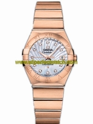 Omega Watches : 123.50.27.20.55.001 24mm Constellation Brushed Automatic Chronometer White Mother Of Pearl Dial Rose Gold Case, Diamonds With Rose Gold Bracelet Women Watch