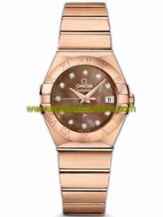 Omega Watches : 123.50.27.20.57.001 24mm Constellation Brushed Automatic Chronometer Brown Mother Of Pearl Dial Rose Gold Case, Diamonds With Rose Gold Bracelet Women Watch