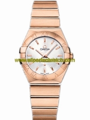 Omega Watches : 123.50.27.60.02.001 27mm Constellation Brushed Quartz Silver Dial Rose Gold Case And Bracelet Women Watch