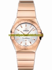 Omega Watches : 123.50.27.60.02.003 24mm Constellation Polished Quartz Silver Dial Rose Gold Case And Bracelet Women Watch