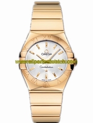 Omega Watches : 123.50.27.60.02.004 27mm Constellation Polished Quartz Silver Dial Rose Gold Case And Bracelet Women Watch