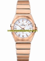 Omega Watches : 123.50.27.60.05.001 27mm Constellation Brushed Quartz White Mother Of Pear Dial Rose Gold Case And Bracelet Women Watch