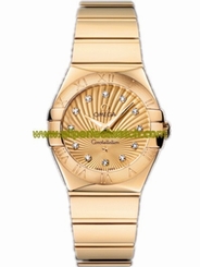 Omega Watches : 123.50.27.60.58.002 27mm Constellation Polished Quartz Champagne Gold Dial Yellow Gold Case, Diamonds And Yellow Gold Bracelet Women Watch