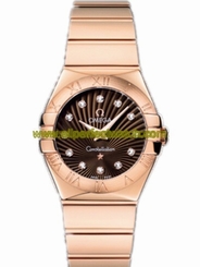 Omega Watches : 123.50.27.60.63.002 27mm Constellation Polished Quartz Brown Dial Rose Gold Case, Diamonds And Rose Gold Bracelet Women Watch