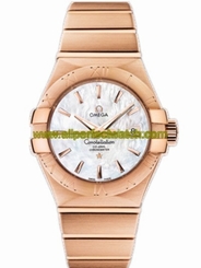 Omega Watches : 123.50.31.20.05.001 31mm Automatic Brushed Chronometer White Mother Of Pearl Dial Rose Gold Case And Rose Gold Bracelet Women Watch