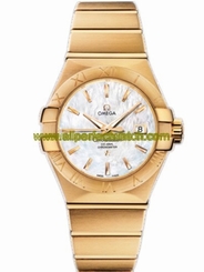 Omega Watches : 123.50.31.20.05.002 31mm Automatic Brushed Chronometer White Mother Of Pearl Dial Yellow Gold Case And Yellow Gold Bracelet Women Watch