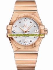 Omega Watches : 123.50.35.20.52.001 35mm Automatic Chronometer Silver Dial Rose Gold Case, Diamonds With Rose Gold Bracelet Men Watch
