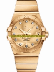 Omega Watches : 123.50.38.21.58.001 38mm Automatic Chronometer Champagne Dial Yellow Gold Case, Diamonds With Yellow Gold Bracelet Men Watch