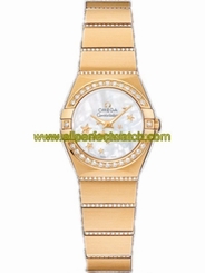 Omega Watches : 123.55.24.60.05.002 24mm Constellation Brushed Quartz White Mother Of Pearl Dial Yellow Gold Case, Diamonds With Yellow Gold Bracelet Women Watch