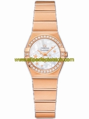 Omega Watches : 123.55.24.60.05.003 24mm Constellation Brushed Quartz White Mother Of Pearl Dial Rose Gold Case, Diamonds With Rose Gold Bracelet Women Watch
