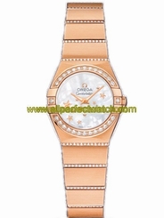 Omega Watches : 123.55.24.60.05.004 24mm Constellation Brushed Quartz White Mother Of Pearl Dial Rose Gold Case, Diamonds With Rose Gold Bracelet Women Watch