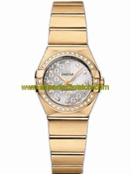 Omega Watches : 123.55.24.60.52.002 24mm Constellation Brushed Quartz Silver Dial Yellow Gold Case, Diamonds With Yellow Gold Bracelet Women Watch