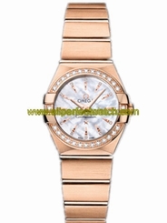 Omega Watches : 123.55.24.60.55.002 24mm Constellation Brushed Quartz White Mother Of Pearl Dial Rose Gold Case, Diamonds With Rose Gold Bracelet Women Watch