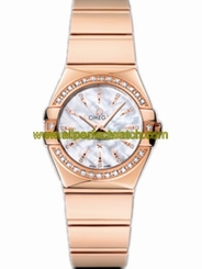 Omega Watches : 123.55.24.60.55.006 24mm Constellation Polished Quartz White Mother Of Pearl Dial Rose Gold Case, Diamonds With Rose Gold Bracelet Women Watch