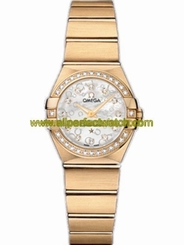 Omega Watches : 123.55.24.60.55.016 24mm Constellation Brushed Quartz Sivler Dial Yellow Gold Case, Diamonds With Yellow Gold Bracelet Women Watch