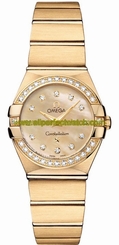 Omega Watches : 123.55.24.60.57.001 Quartz Champagne Mother of Pearl Diamond Dial Diamond Bezel 18k Yellow Gold Women Watch