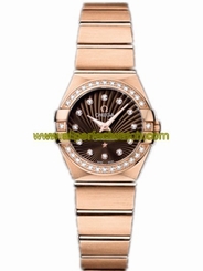 Omega Watches : 123.55.24.60.63.001 24mm Constellation Brushed Quartz Brown Dial Rose Gold Case, Diamonds With Rose Gold Bracelet Women Watch