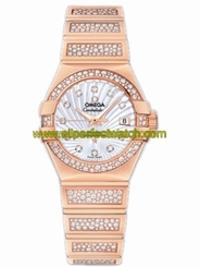 Omega Watches : 123.55.27.20.55.004 27mm Quartz Constellation Luxury Edition White Mother Of Pearl Dial Rose Gold Case, Diamonds With Rose Gold Bracelet Women Watch