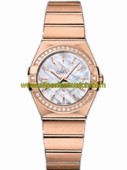 Omega Watches : 123.55.27.60.55.002 27mm Constellation Brushed Quartz White Mother Of Pearl Dial Rose Gold Case, Diamonds With Rose Gold Bracelet Women Watch