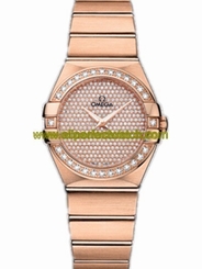 Omega Watches : 123.55.27.60.99.004 27mm Constellation Brushed Quartz Rose Gold Dial And Case, Diamonds With Rose Gold Bracelet Women Watch