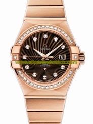 Omega Watches : 123.55.31.20.63.001 31mm Automatic Brushed Chronometer Brown Dial Rose Gold Case, Diamonds With Rose Gold Bracelet Women Watch