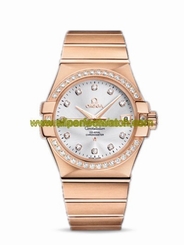 Omega Watches : 123.55.35.20.52.001 35mm Automatic Chronometer Silver Dial Rose Gold Case, Diamonds With Rose Gold Bracelet Men Watch