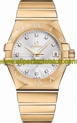 Omega Watches : 123.55.35.20.52.004 35mm Automatic Chronometer Silver Dial Rose Gold Case, Diamonds With Rose Gold Bracelet Men Watch