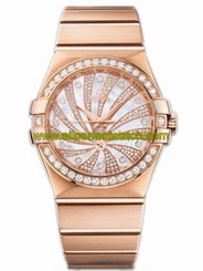 Omega Watches : 123.55.35.20.55.002 35mm Automatic Constellation Luxury Edition White Mother Of Pearl Dial Rose Gold Case, Diamonds With Rose Gold Bracelet Women Watch