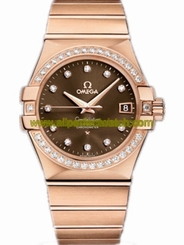 Omega Watches : 123.55.35.20.63.001 35mm Automatic Chronometer Brown Gold Dial Rose Gold Case, Diamonds With Rose Gold Bracelet Men Watch