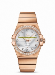 Omega Watches : 123.55.38.21.52.001 38mm Automatic Chronometer Silver Dial Rose Gold Case, Diamonds With Rose Gold Bracelet Men Watch