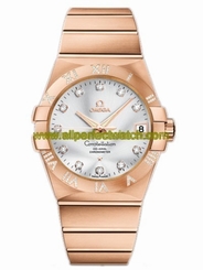 Omega Watches : 123.55.38.21.52.007 38mm Automatic Chronometer Silver Dial Rose Gold Case, Diamonds With Rose Gold Bracelet Men Watch