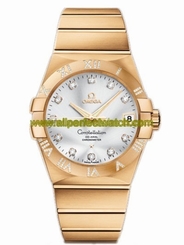 Omega Watches : 123.55.38.21.52.008 38mm Automatic Chronometer Silver Dial Yellow Gold Case, Diamonds Yellow Gold Bracelet Men Watch