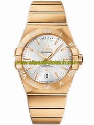 Omega Watches : 123.55.38.22.02.002 38mm Automatic Chronometer Day Date Silver Dial Yellow Gold Case, Diamonds With Yellow Gold Bracelet Men Watch