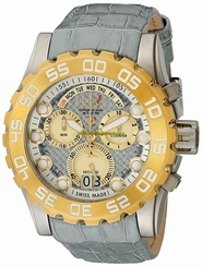 Invicta Watches : 12484 Quartz Chronograph Day Date Grey Leather Men Watch