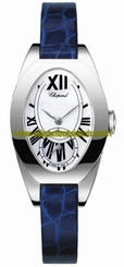 Chopard Watches : 127228-1001 Quartz 18kt White Gold White Dial Crocodile Blue Leather Band Women Watch