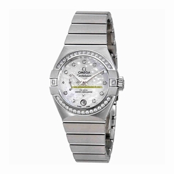 Omega Watches : 127.15.27.20.55.001 White Mother Of Pearl Dial Fixed Stainless Steel Diamond-set Band Men Watch