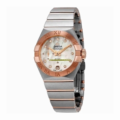 Omega Watches : 127.20.27.20.55.001 White Mother Of Pearl Dial Fixed 18kt Rose Gold Band Men Watch