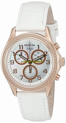 Invicta Watches : 12991 Quartz Chronograph Date White Leather Women Watch