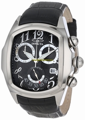 Invicta Watches : 13000 Black Dial Chronograph Date Black Leather Men Watch