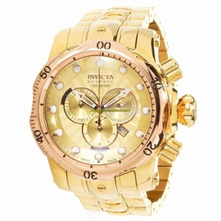 Invicta Watches : 13874 Gold Dial Uni-directional Rotating Rose Gold-plated Band Men Watch
