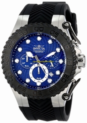 Invicta Watches : 14090 Blue Dial Chronograph Date Black Silicone Men Watch