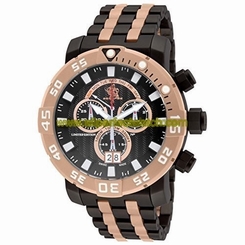 Invicta Watches : 14257-IPM Black Dial Steel And 18k Gold Band Men Watch