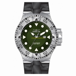 Invicta Watches : 14436 Green Dial Date Black Silicone Men Watch