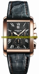 Raymond Weil Watches : 14885-G-00209 Automatic Chronograph 18ct Rose Gold With Black Alligator Full Skin Leather Strap Leather Strap Men Watch