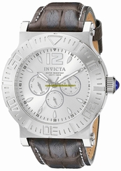 Invicta Watches : 14915 Quartz Analog Day Date Grey Leather Men Watch