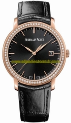 Audemars Piguet Watches : 15171OR.ZZ.A002CR.01 Automatic 18kt Rose Gold Black Dial Black Crocodile Leather Band Men Watch
