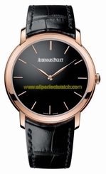 Audemars Piguet Watches : 15180OR.OO.A002CR.01 Automatic 18kt Rose Gold Black Dial Black Crocodile Leather Band Men Watch