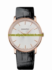 Audemars Piguet Watches : 15182OR.ZZ.A102CR.01 Automatic Analog Diamond Bezel 18k Rose Gold Case Black Leather Men Watch